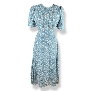 Red Valentino Floral Midi Dress Size Small Peasant‎ Milkmaid Prairie Cottagecore
